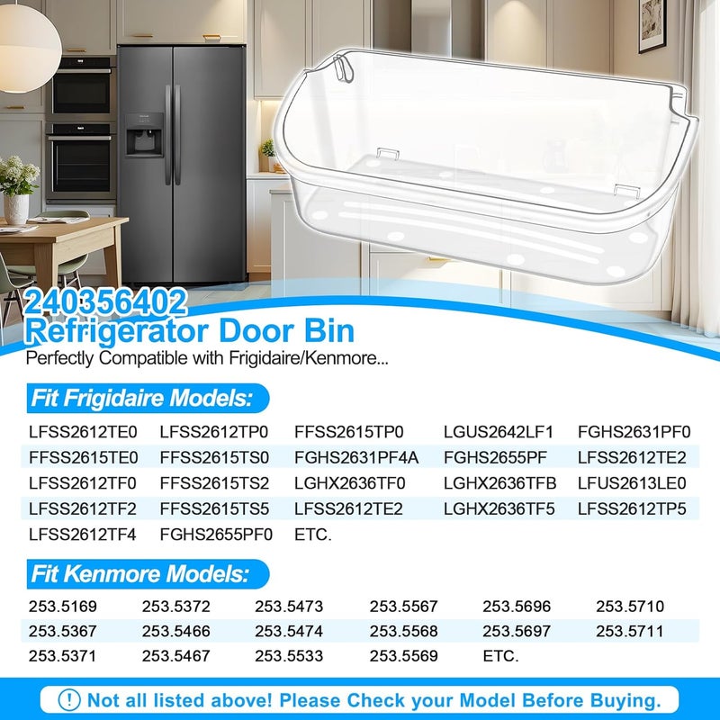 Alvar UPGRADED 240356402 Refrigerator Door Bin Compatible with Frigidaire Door Shelf Replacement Frigidaire Gallery Door Shelf Refrigerator Shelves FGHS2631PF4A FFSS2615TS0 LFSS2612TF0 LFSS2612TE0 Door Bin - Image 4